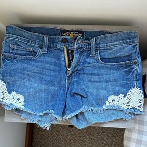 Lucky Brand Blue Jean Shorts with Lace Accents